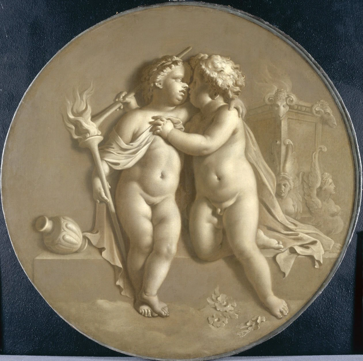 Adriaen van der Werff - Due putti con fiamme d'amore Allegoria dell'amore, 1696